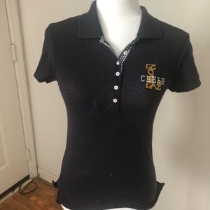 Black and Leopard Cheer Polo Shirt, Size Small